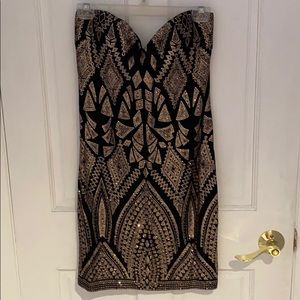 Strapless Rose Gold Design Dress